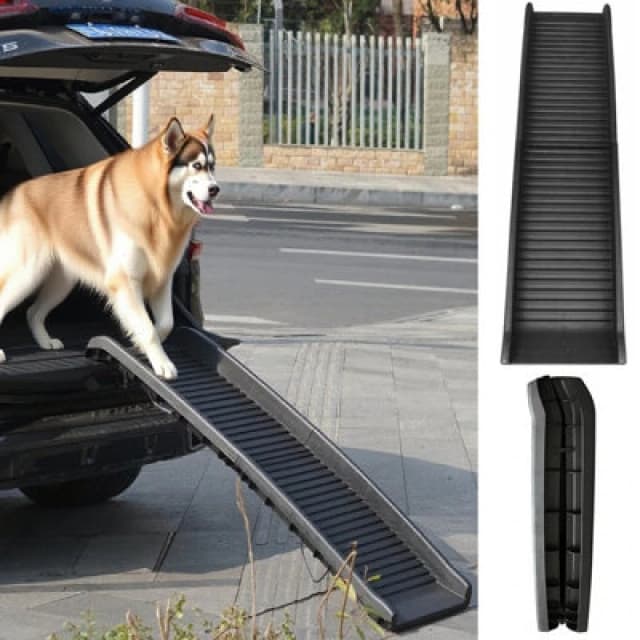 Gr8 Home Dog Pet Ramp Plastic Folding Lightweight Strong Bi Fold Travel Car Van Portable