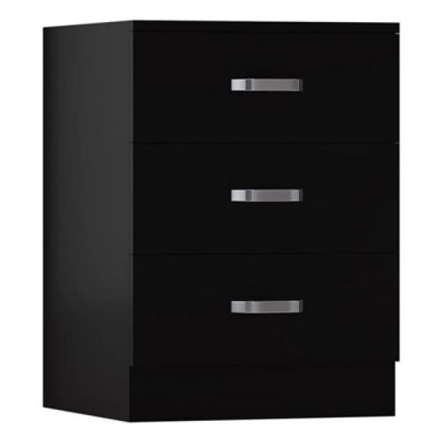 FWStyle FWStyle Black 3 Drawer Chest Of Drawers Metal Handles Scratch Resistant Black One Size Unisex 5056413127815
