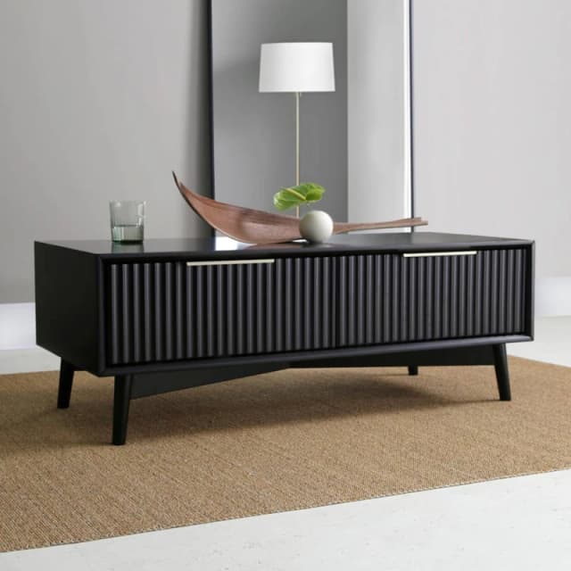 Home Garden Direct Monza Coffee Table with Fluted Drawers Black Unisex