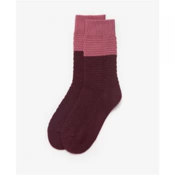Barbour Colour Block Texture Sock - Burgundy BU19