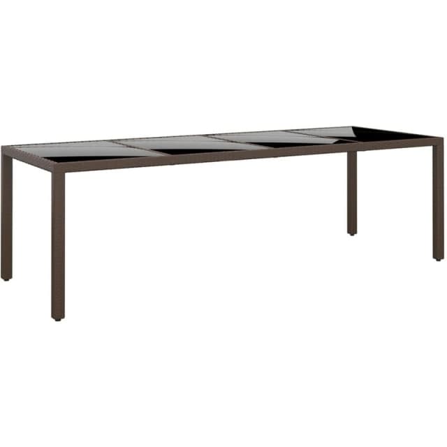 VIDAXL Garden Table with Glass Top Brown Poly Rattan Vidaxl 8720286089729