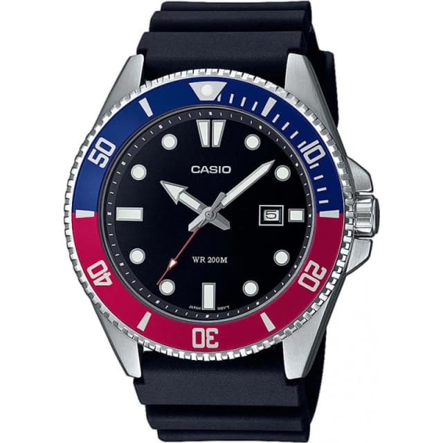 Casio Casio Stainless Steel Black Strap Dual Colour Bezel Watch