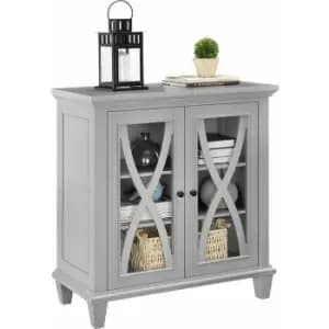 Ellington Double Glass Door Accent Sideboard Cabinet Grey By Dorel