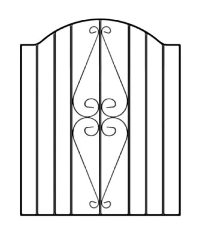 Burbage Iron Craft Stira Scroll Low Bow Top Metal Garden Gate 880mm Gap X 942mm High Hesb