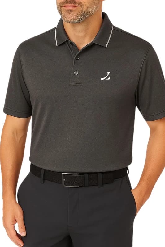 Island Green UV Protection Stretch Waffle Knit Golf Polo Shirt Charcoal
