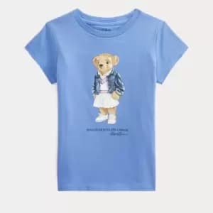 Ralph Lauren Girls Bear T-Shirt - Harbor Island Blue - 7 Years