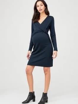 Mama-Licious Maternity Wrap Belt Dress - Navy