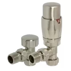 Towelrads Angled TRV and Lockshield Valves Round Brushed Nickel 1/2" - 345171
