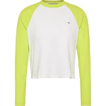Tommy Jeans Slim Raglan Long Sleeve T Shirt - Neo Lime