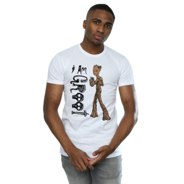 Avengers Infinity War Mens I Am Teenage Groot T-Shirt in White Size: Small White Male S