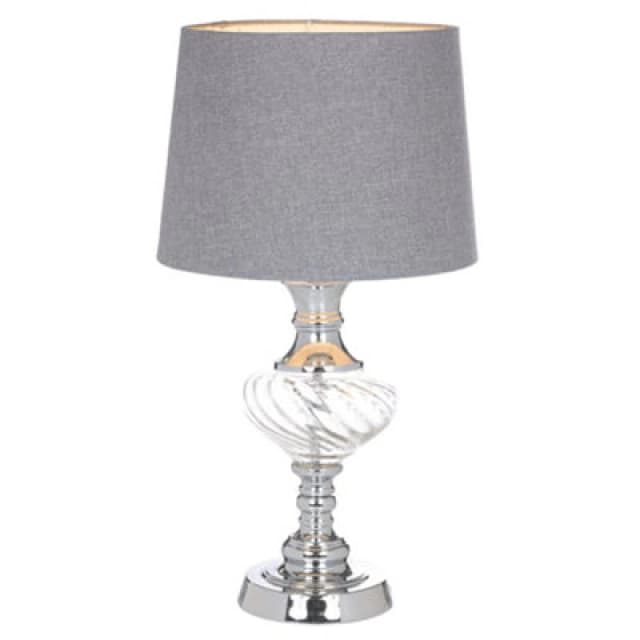K Living Witney Chrome And Glass Table Lamp, Charcoal