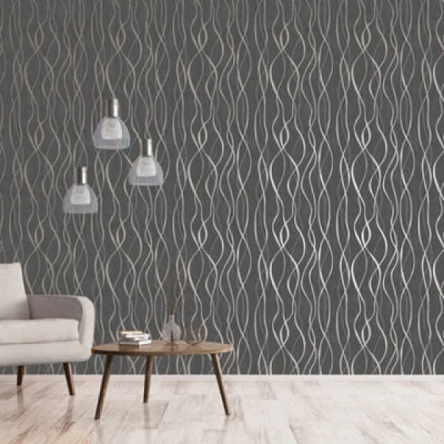 Galerie Special Fx Brown Glitter Ribbons Embossed Wallpaper