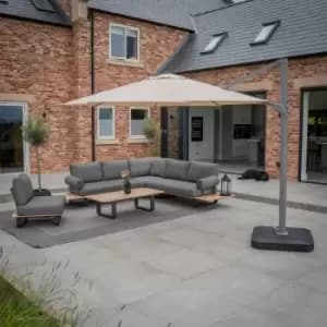 Ares 3.5m Round Cantilever Parasol with Solar powered LED Lights - Beige