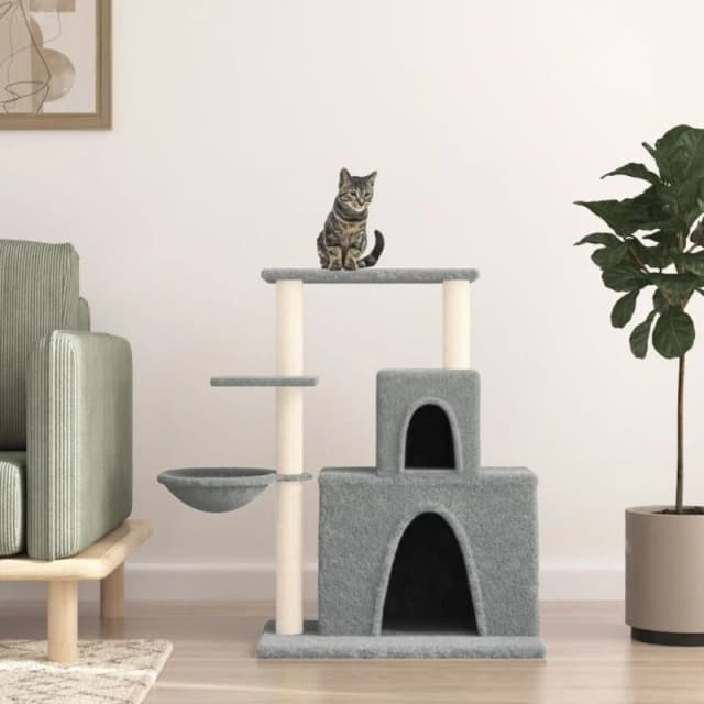 vidaXL Cat Tree with Sisal Scratching Posts Light Grey 83cm, Grey 171766