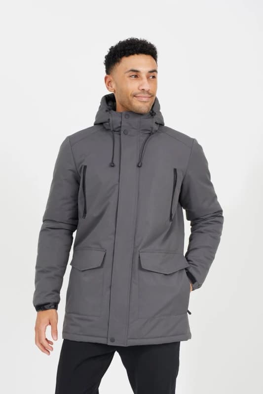 Brave Soul Brave Soul Men Hooded Parka Jacket in Grey Size: Medium Grey M Male 5063487036936
