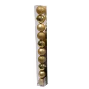 Kaemingk Plain Shatterproof Baubles (Pack Of 10) (Pack Of 10) (Light Gold)