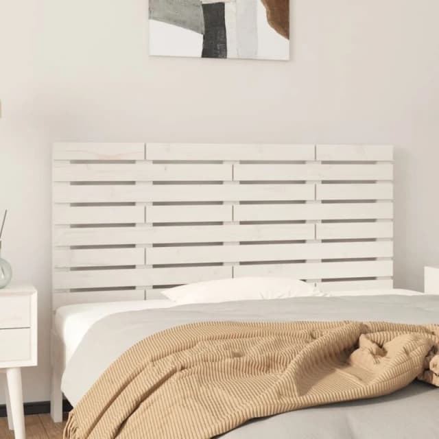 Vidaxl Wall Headboard White 146X3X63cm Solid Wood Pine, White 824734