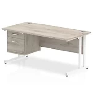 Trexus Rectangular Desk White Cantilever Leg 1600x800mm Fixed Ped 2