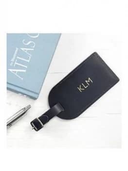 Personalised Navy Foiled Leather Luggage Tag
