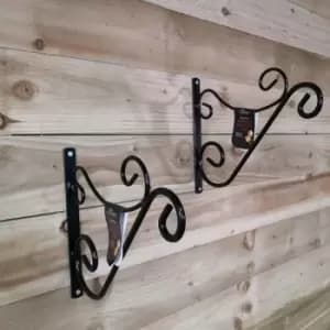 Samuel Alexander - Pack of 2 Tom Chambers Heavy Duty Handcrafted Metal 35cm Black Wall Bracket Hook For Garden Hanging Basket Bird Feeder