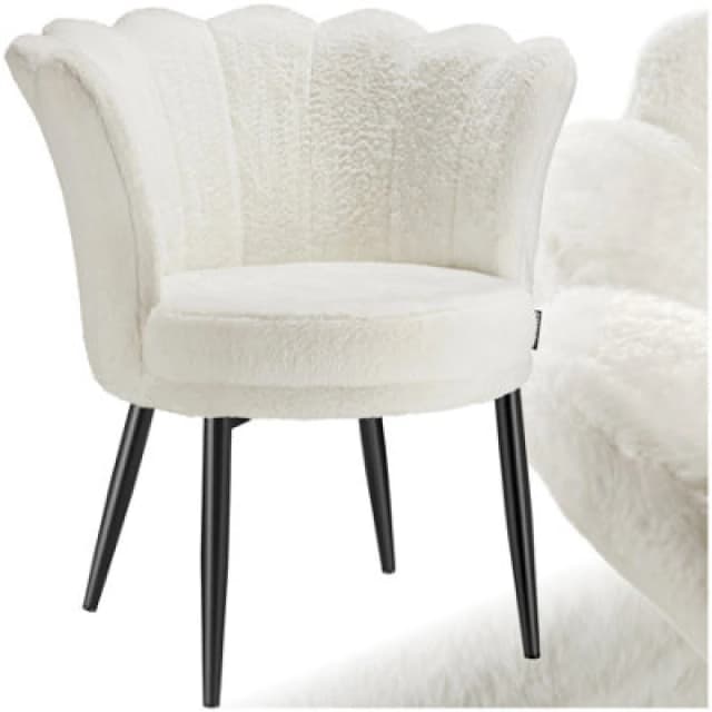 Tectake 1 Armchair Stella - Faux Fur Or Velvet, Thick Padding, 67X64X76Cm - Faux Fur Cream/black