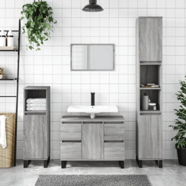 VIDAXL Bathroom Cabinet Grey Sonoma 30x30x100cm Engineered Wood Vidaxl 8720845875817