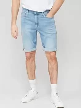 Calvin Klein Jeans Slim Denim Shorts - Blue , Light Wash, Size 30, Men