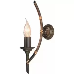 Wall Light Tied Bamboo Canes Style Round Mounting Bronze Patina LED E14 60W