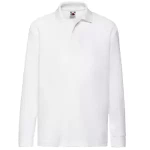 Fruit Of The Loom Childrens Long Sleeve 65/35 Pique Polo / Childrens Polo Shirts (3-4) (White)