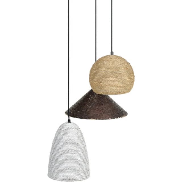 Beliani Pendant Lamp Endrick Wicker Natural White Brown