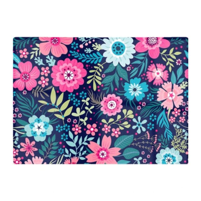 Warren Reed Designer Cute Colourful Flower Pattern Glass Chopping Board