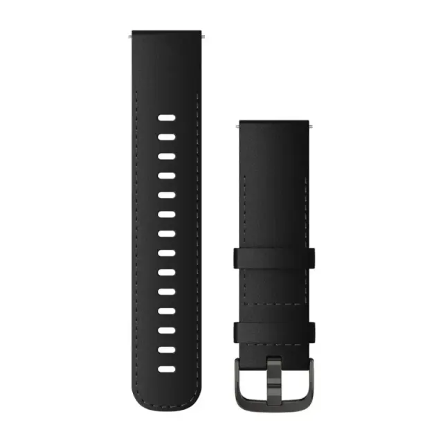 Leather watchband Garmin Quick Release Noir Unisex 22 mm