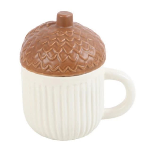 Something Different Something Different Autumn Acorn Mug With Lid in Off White Off White One Size Unisex 5063574136259