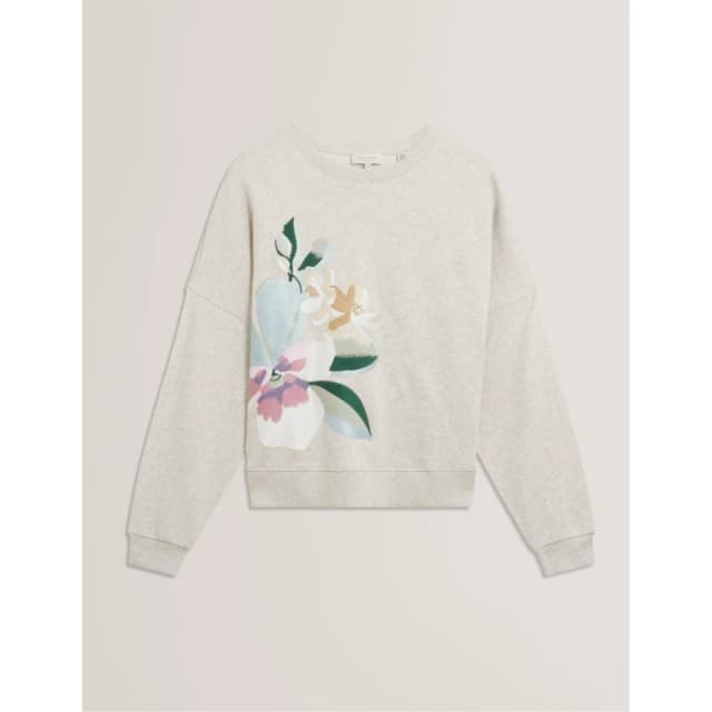 Ted Baker Womens Embroidered Crew Sweatshirt Grey-Marl female 8 (XS)