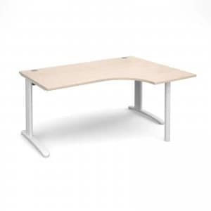 TR10 Right Hand Ergonomic Desk 1600mm - White Frame maple Top