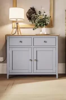 2 Door 2 Drawer Solid Oak Sideboard Ready Assembled Grey - Taberno