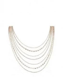 Mood Mood Rose Gold Plated Crystal Multi Row Diamante Necklace