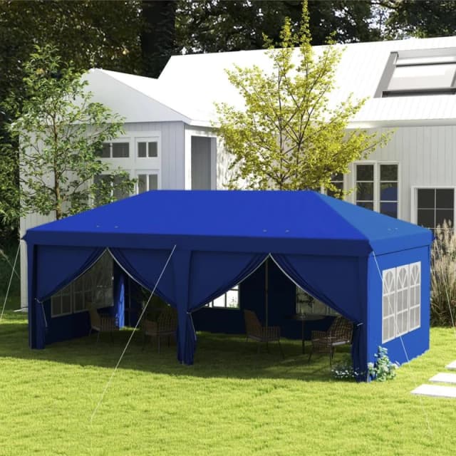 Outsunny 3x6m Pop Up Gazebo Party Tent Canopy Marquee with Storage Bag Blue 84C-425V00BU