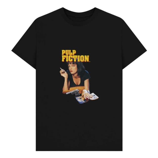 Pulp Fiction Mens Mia Wallace Vintage T-Shirt in Black Size: Small Black Male S