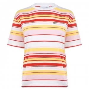 Lacoste Multi Stripe T Shirt - Flour/Corrida