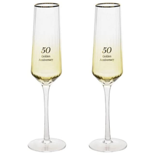 Amore by Juliana Amore by Juliana Set of 2 Flute Glasses - 50th Anniversary in Clear Clear One Size Unisex 5017224957701