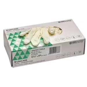 Draper Latex Gloves, Size Large, White (Box of 100)