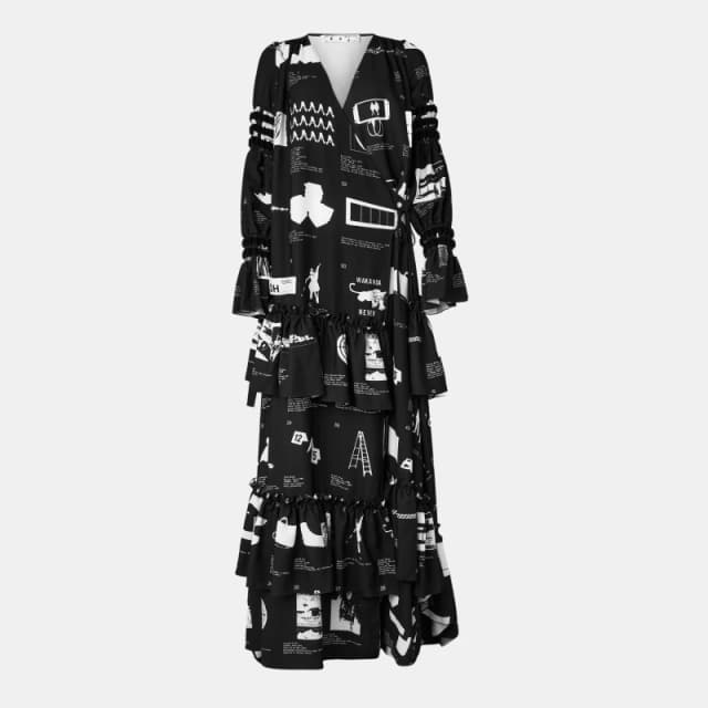 Off White Womens Maxi Dress Black/White female 6 (2XS)