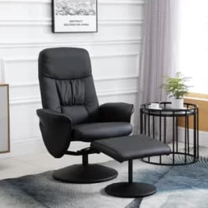HOMCOM Executive Recliner Chair High Back and Footstool Armchair Lounge Seat Black