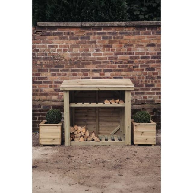 Churnet Valley Garden Furniture Ltd 4 x 4 Feet Log Store without Kindling Shelf - L65 x W131.5 x H118cm in Light Tan Light Tan Unisex