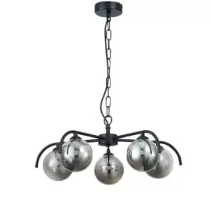 Contemporary Multi Arm Pendant Ceiling 5 Light Black, Glass