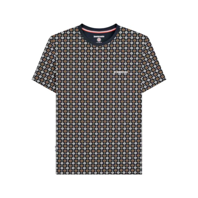 Lambretta Lambretta Men SS25 Geometric T-Shirt in Mid Navy Size: Small Mid Navy S Male 5063703651431