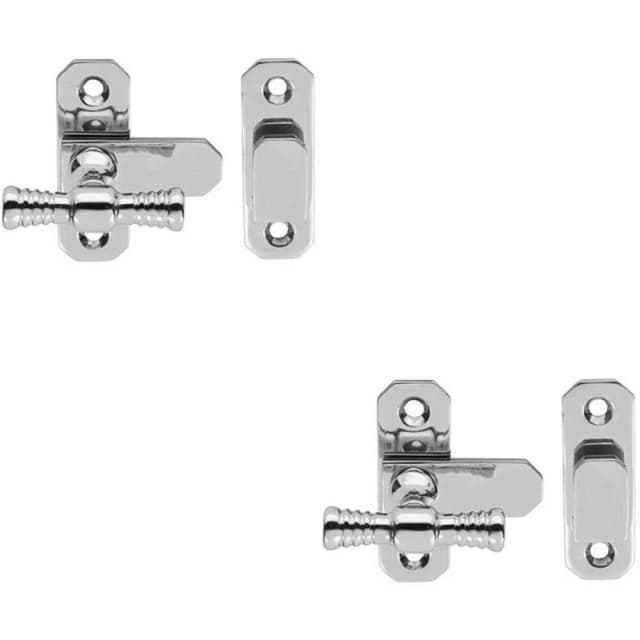 Loops 2x Window T Handle Fastener 57 x 19mm Polished Chrome Cabinet Door Lock Multi