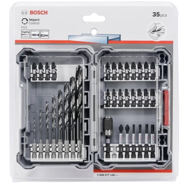Bosch PRO 35 Piece Impact Screwdriver and Metal Drill Bit Mixed Set 2608521U80