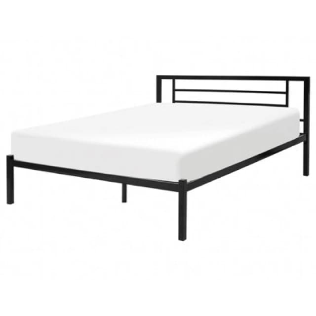 Beliani Bed Metal Cusset 140 X 200 Cm (Eu Double) Black